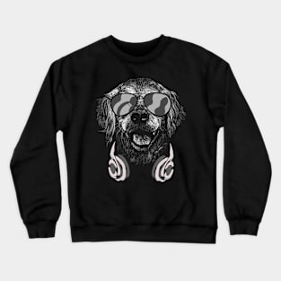 Dog with headphones and cool music glasses Crewneck Sweatshirt